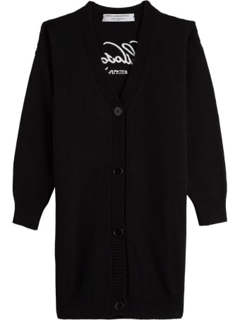 Philosophy di Lorenzo Serafini Kids Wool Cardigan With Back Logo Embroidery