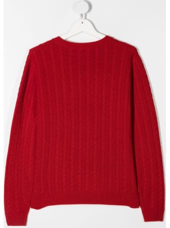 Il Gufo Red Cable Knit Wool Sweater