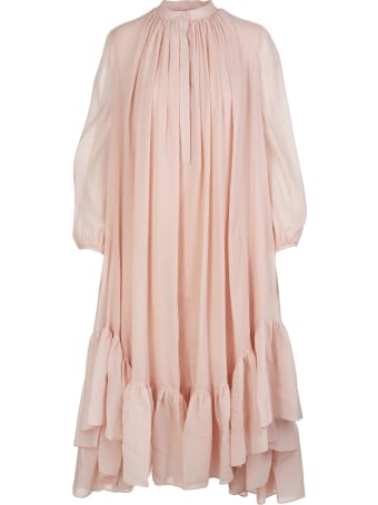 Alexander McQueen Powder Pink Silk And Cotton Faille Midi Dress