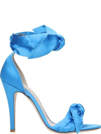 GIA COUTURE Sandals In Cyan Satin