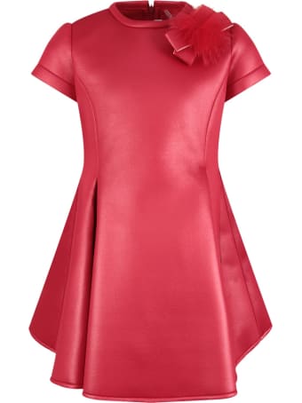 Loredana Red Dress For Girl With Pom-pom