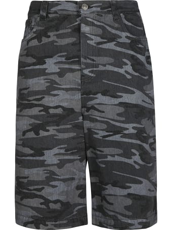 Balenciaga Camouflage Denim Bermuda Shorts