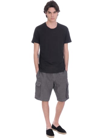 120% Lino T-shirt In Black Linen