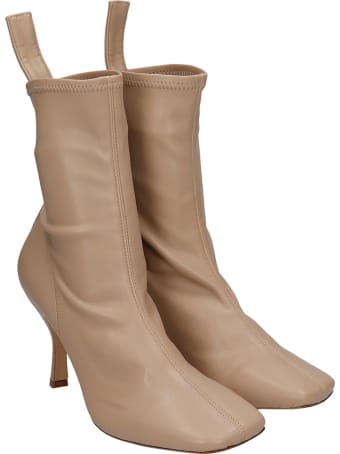 GIA COUTURE High Heels Ankle Boots In Beige Suede
