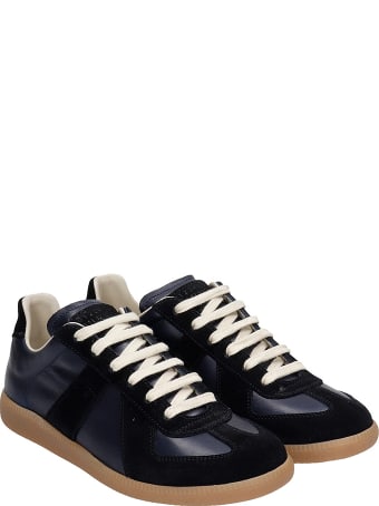 Maison Margiela Replica Sneakers In Blue Suede And Leather