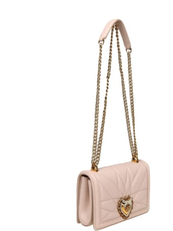 Dolce & Gabbana Mini Devotion Bag In Matelassé Nappa Color Powder