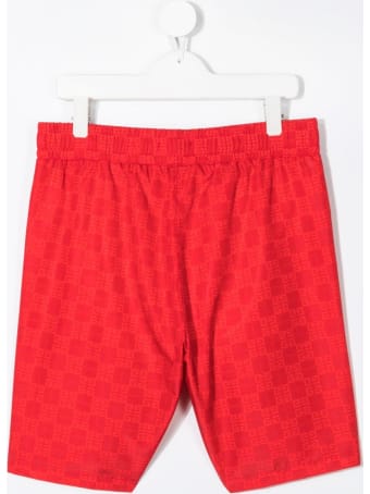Givenchy Red Swim Shorts With Jacquard Logo
