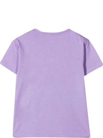 Young Versace Purple T-shirt With Frontal Silver Print