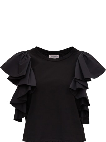 Alexander McQueen T-shirt With Flounced Sleeves