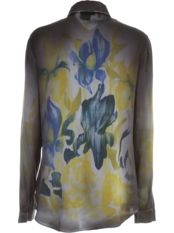 Avant Toi Fitted Shirt With Hand Painted Iris Flowers