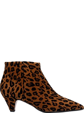 Anna F. Low Heels Ankle Boots In Animalier Pony Skin