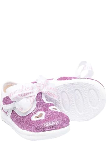 Monnalisa Pink Glitter Ballet Flats