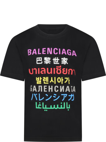 Balenciaga Black T-shirt For Kids With Logos