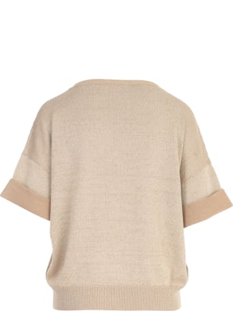 Base Lurex V Neck S/s Sweater