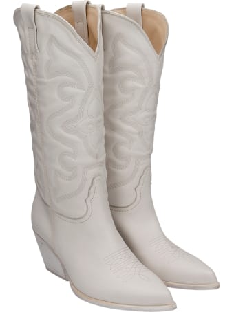 Elena Iachi Texan Boots In White Leather