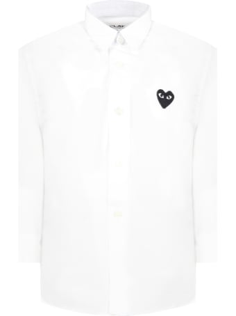 Comme des Garçons Play White Shirt For Kids With Black Heart