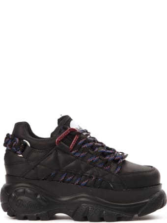 Buffalo Black Leather Contrasting Laces Sneaker