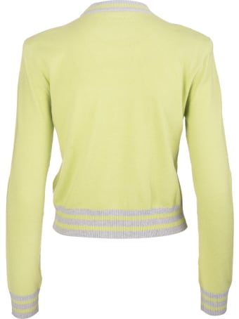 Balmain Lime Green Sweater With Silver Lurex Logo