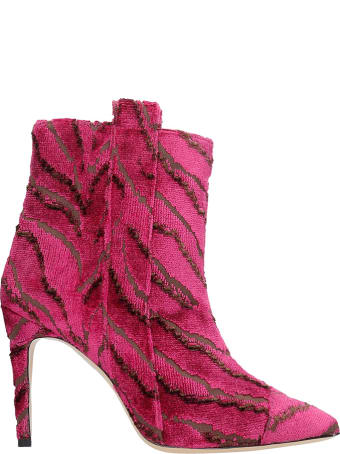 Bams High Heels Ankle Boots In Fuxia Fabric