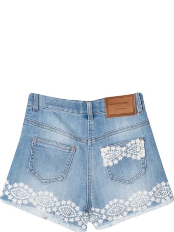 Ermanno Scervino Junior Denim Shorts With Embroidery