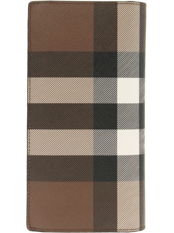 Burberry London Check And Leather Continental Wallet