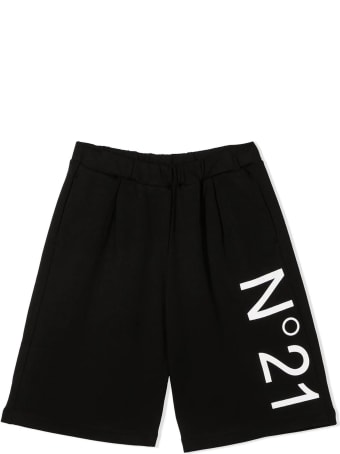 N.21 Black Cotton Track Shorts