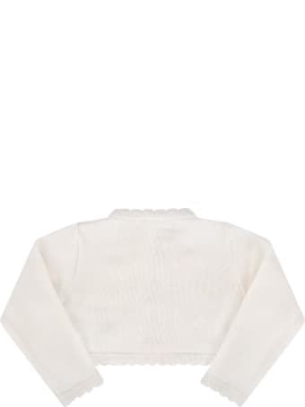 Blumarine Ivory Cardigan For Babygirl With Logo
