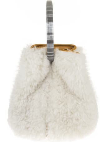 Marni White Shearling Pannier Bag