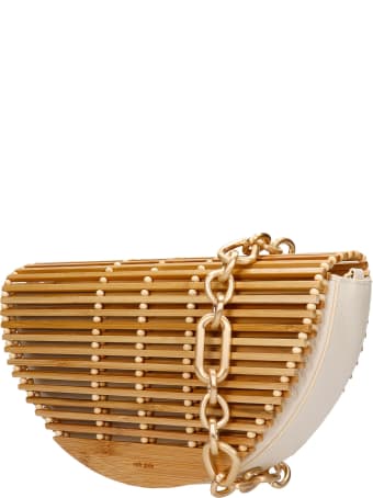 Cult Gaia Celine Shoulder Bag In Beige Wood