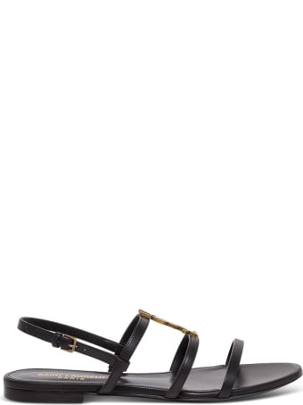 Saint Laurent Clessandra Sandals In Leather With Logo