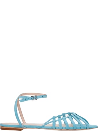 Schutz Flats In Cyan Leather