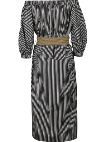 Brunello Cucinelli Stripe Print Off-shoulder Dress
