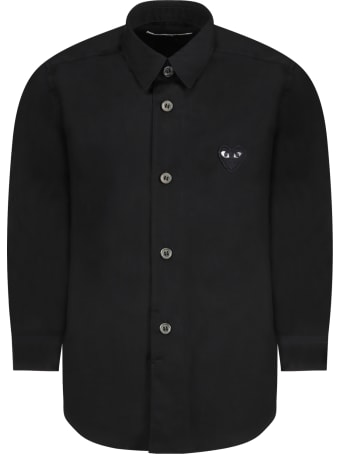 Comme des Garçons Play Black Shirt For Kids With Black Heart