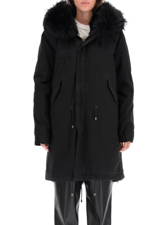 Mr & Mrs Italy Army Long Parka With Fur