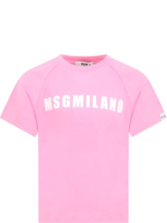 MSGM Pink T-shirt For Girl With Logo
