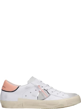 Philippe Model Prsx Sneakers In White Suede And Leather
