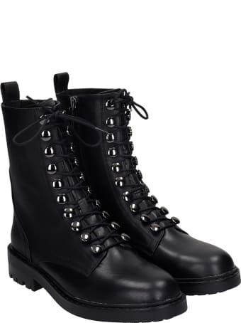 Lola Cruz Combat Boots In Black Leather