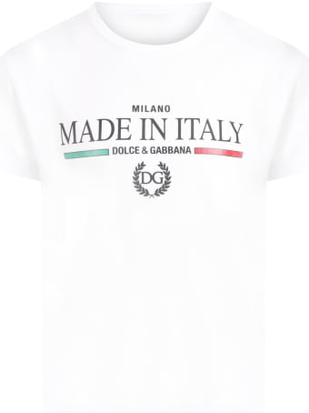 Dolce & Gabbana White T-shirt For Kids With Logos