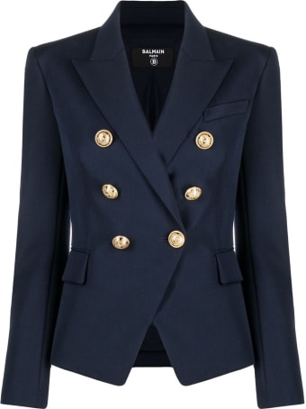 Balmain Double-breasted Blue Viscose Blazer