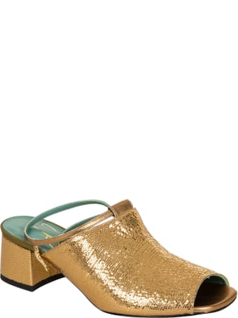 Paola D'Arcano Metallic Backstrap Sandals