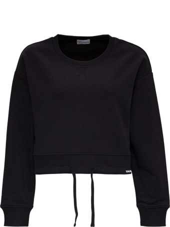 RED Valentino Black Cotton Crop Sweatshirt