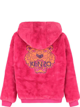 Kenzo Kids Hooded Faux Fur Bomber Jacket