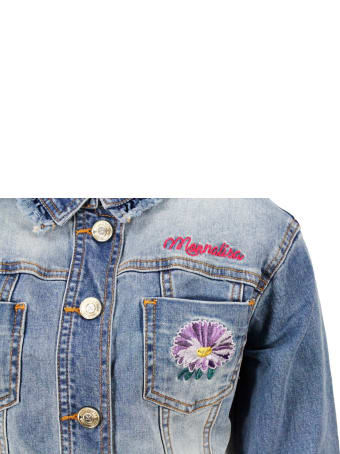 Monnalisa Degradé Denim Jacket With Embroidery