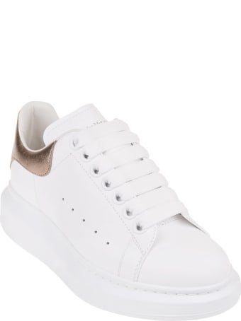 Alexander McQueen Woman White And Metallic Pink Oversize Sneakers