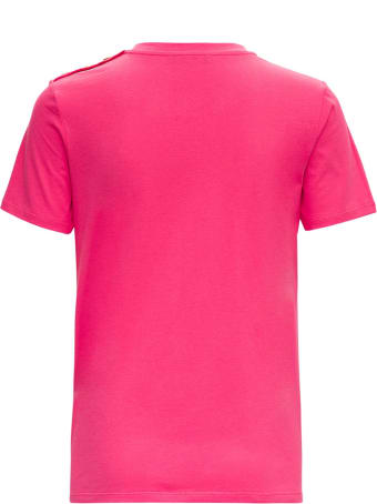 Balmain Ss 3 Btn Flocked Logo T-shirt
