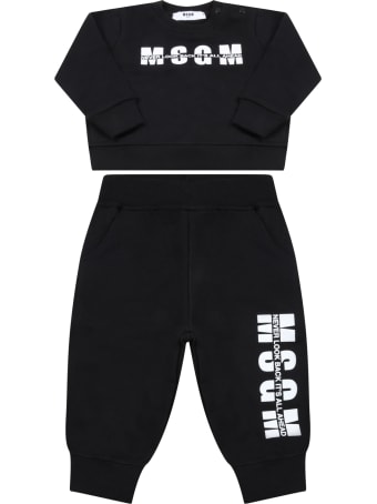 MSGM Bleck E Tracksuit For Babykids With Logo