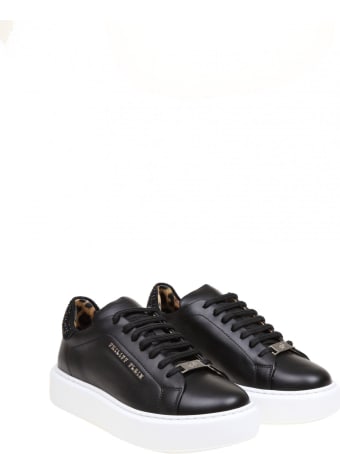 Philipp Plein Lo-top Sneaker In Leather With Crystal Inserts