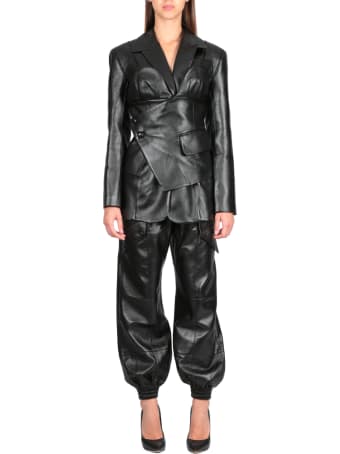 MATÉRIEL Faux Leather Blazer W Corset
