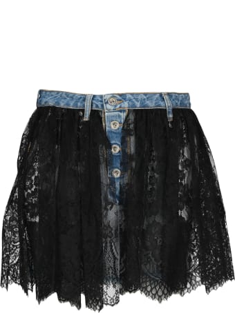 Ben Taverniti Unravel Project Unravel Reverse Lace Denim Skirt