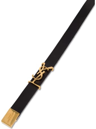 Saint Laurent Leather Bracelet With Logoed Buckle